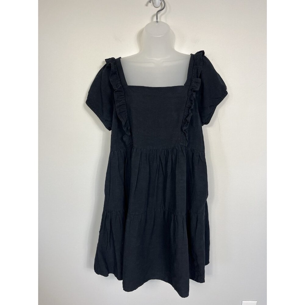 & Other Stories Dress Womens Large Linen Babydoll Tiered Short Sleeve Ruffle